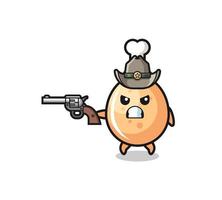 o cowboy de frango frito atirando com uma arma vetor