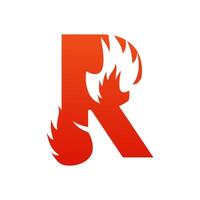 carta r com fogo logotipo modelo ilustração vetor