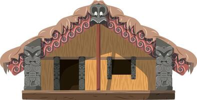 vetor ilustração do uma tradicional maori Wharenui casa dentro desenho animado estilo isolado em branco fundo. tradicional casas do a mundo Series