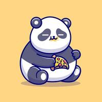 fofa gordo panda comendo pizza desenho animado vetor ícone ilustração. animal Comida ícone conceito isolado Prêmio vetor. plano desenho animado estilo