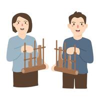 sundanês Angklung dia pessoas ilustração vetor