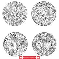 ai gerado radiante floral círculo ilustrações vibrante floresce adornando geométrico silhueta desenhos vetor