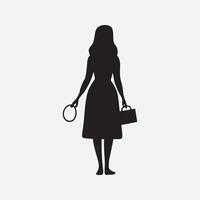 uma o negócio mulheres em pé vetor silhueta ilustração