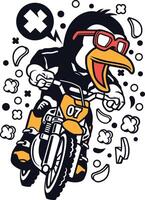 piloto pinguim de motocross vetor