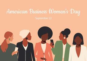 americano o negócio mulheres dia. setembro 22º. bandeira com mulheres do diferente nacionalidades. vetor. vetor