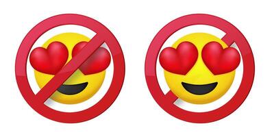 amor emoji banimento proibir ícone. não permitido tabu . vetor