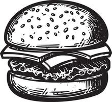 hamburguer vetor Preto e branco