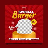 especial hamburguer social meios de comunicação bandeira postar vetor modelo