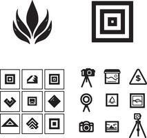 Projeto plano 6 logotipo ícones do imagens quadro, Armação Câmera brincar vetor