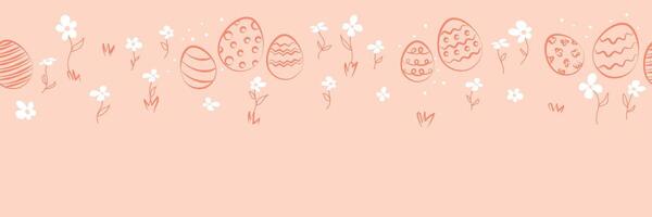 Páscoa horizontal desatado padronizar com flores, Páscoa ovos vetor