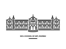 Senhor jj escola do arte Mumbai construção vetor linha ilustração.