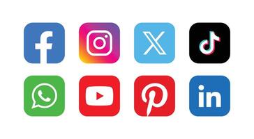 conjunto do social meios de comunicação ícones. popular social meios de comunicação logotipo coleção. vetor