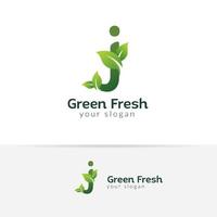 modelo de design de logotipo eco verde letra j. designs de vetor de alfabeto verde com ilustração de folhas verdes e frescas.