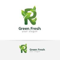 modelo de design de logotipo eco verde letra r. designs de vetor de alfabeto verde com ilustração de folhas verdes e frescas.