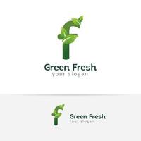 modelo de design de logotipo eco verde letra f. designs de vetor de alfabeto verde com ilustração de folhas verdes e frescas.