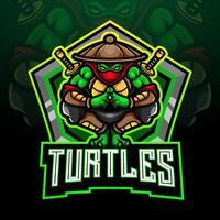 tartaruga mascote. esport logotipo crachá vetor