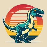 fofa desenho animado dinossauro dentro a Sol. vetor ilustração para camiseta Projeto