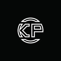 Monograma do logotipo da kp com modelo de design arredondado de círculo de espaço negativo vetor