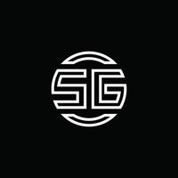 Monograma do logotipo sg com modelo de design arredondado de círculo de espaço negativo vetor