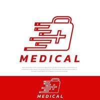 logotipo de uma maleta médica rapidamente colada vetor, clínica, médico, hospital, parteira