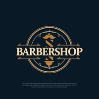 design de logotipo vintage de barbearia vetor