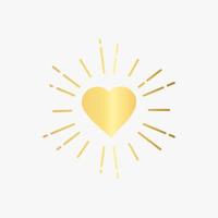 ilustração da arte vetorial de coração brilhante, símbolo do coração, cor dourada vetor