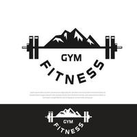 montanhas de modelo de logotipo de ginásio de fitness vetor