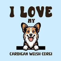 Eu amor meu casaco galês corgi cachorro camiseta Projeto vetor