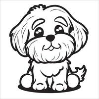 ai gerado lhasa apso cachorro é uma sentado vetor ilustração dentro Preto e branco