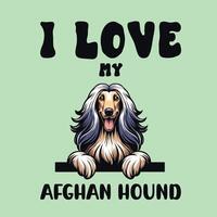 Eu amor meu afegão cão de caça cachorro camiseta Projeto vetor