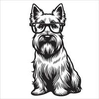 ai gerado escocês terrier cachorro vestindo oculos de sol ilustração vetor