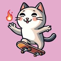 ai gerado gato equitação skate vetor ilustração