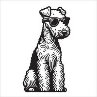 ai gerado airedale terrier cachorro vestindo oculos de sol ilustração vetor