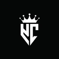 Estilo do emblema do monograma do logotipo yc com modelo de design em forma de coroa vetor