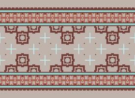 geométrico padrões do moderno à moda textura. fronteiras dentro a Formato do uma pixel enfeite para bordado, cerâmico azulejos e têxtil interior Projeto elementos. desatado ilustração vetor
