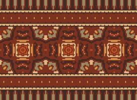 pixel ucraniano, bielorrusso folk arte vetor desatado padronizar dentro vermelho e preto, inspirado de tradicional bordado Vyshyvanka