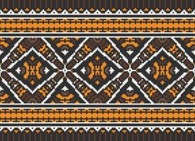 pixel bordado étnico padrão, vetor geométrico ornamentado fundo, Cruz ponto retro ziguezague estilo, padronizar tricô contínuo, Projeto para têxtil, tecido, cerâmica, digital impressão