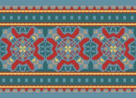 africano ikat pixel floral paisley bordado fundo. geométrico étnico oriental padronizar tradicional.asteca estilo abstrato vetor ilustração.design para textura,tecido,vestuário,embrulho,tapete.