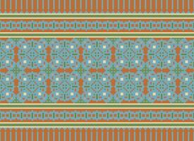 étnico geométrico tecido padronizar Cruz ponto.ikat bordado étnico oriental pixel padronizar azul fundo. resumo,vetor,ilustração. textura,vestuário,quadro,decoração,motivos,seda papel de parede. vetor