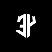 Fita do logotipo da letra do monograma ey com estilo de escudo isolado no fundo preto vetor