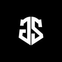 Fita de logotipo de letra de monograma GS com estilo de escudo isolado em fundo preto vetor