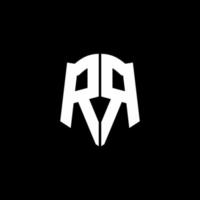 fita de logotipo de carta de monograma rr com estilo de escudo isolado em fundo preto vetor