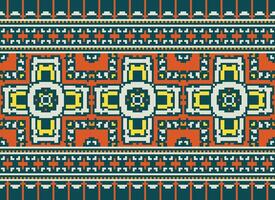 étnico geométrico tecido padronizar Cruz ponto.ikat bordado étnico oriental pixel padronizar azul fundo. resumo,vetor,ilustração. textura,vestuário,quadro,decoração,motivos,seda papel de parede. vetor