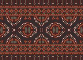 pixel ucraniano, bielorrusso folk arte vetor desatado padronizar dentro vermelho e preto, inspirado de tradicional bordado Vyshyvanka