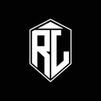 Monograma do logotipo rj com a combinação da forma do emblema no modelo de design superior vetor