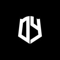 Fita com logotipo de letra monograma dy com estilo de escudo isolado em fundo preto vetor