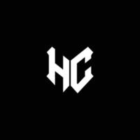 Monograma de logotipo hc com modelo de design de forma de escudo vetor
