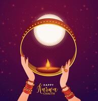 ilustração do saudações para indiano hindu festival feliz karwa Chauth vetor