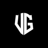 Fita de logotipo de carta de monograma vg com estilo de escudo isolado em fundo preto vetor