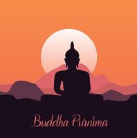 feliz vesak dia Budha purnima com azul fundo silhueta vetor ilustração Projeto.